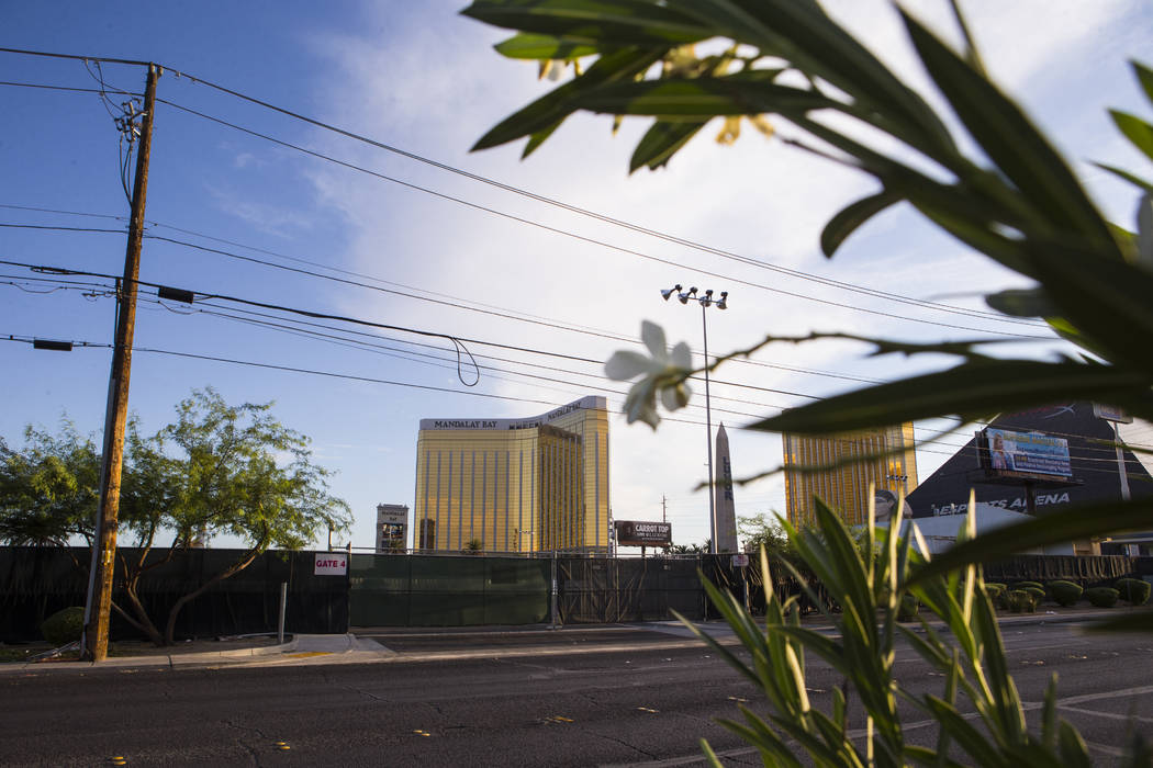 A view of the former Route 91 Harvest music festival site as seen off Reno Avenue in Las Vegas ...