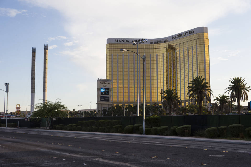 A view of the former Route 91 Harvest music festival site as seen off Giles Street in Las Vegas ...