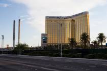 A view of the former Route 91 Harvest music festival site as seen off Giles Street in Las Vegas ...