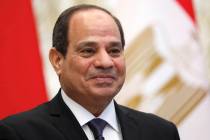 In this June 18, 2019 file photo, Egyptian President Abdel Fattah al-Sisi meets with Belarusian ...
