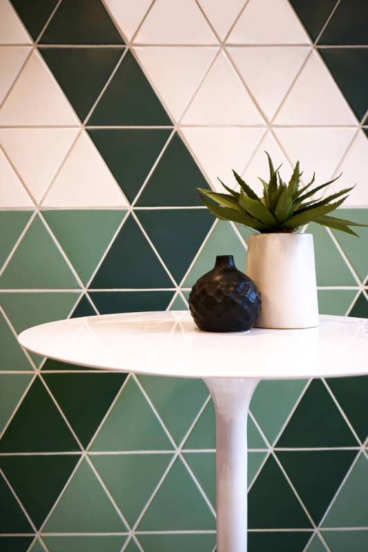 The modern, retro feel of Kaleidoscope, a collection of triangular and square porcelain tiles f ...