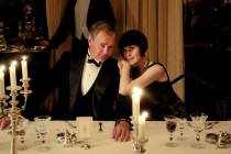 Actors Hugh Bonneville and Michelle Dockery on the set of (Downton Abbey." (Jaap Buitendijk/Fo ...