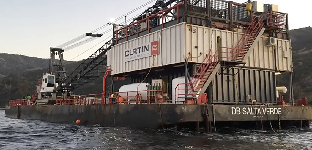 This Wednesday, Sept. 4, 2019 still image taken from video and provided by the U.S. Coast Guard ...