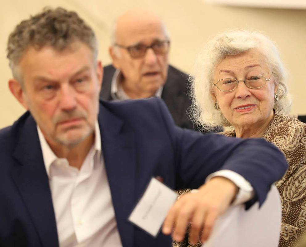 Alicja Schnepf, right, a Polish woman who helped to rescue Jews during the Holocaust, sits with ...
