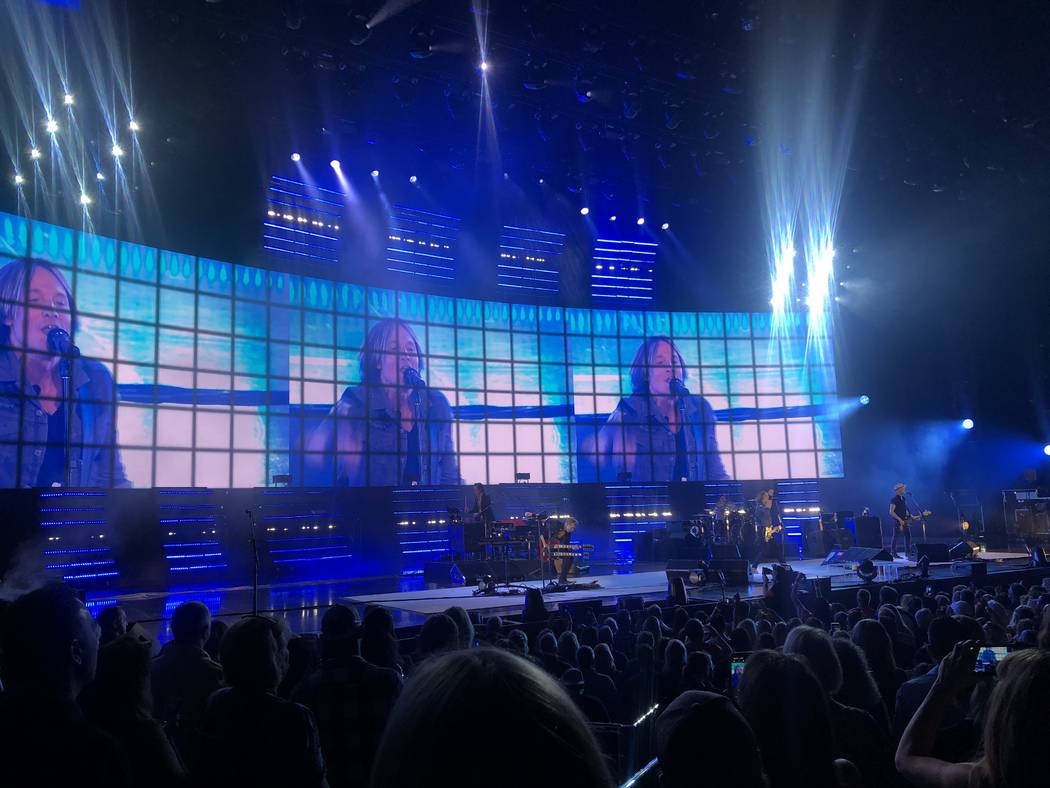 Keith Urban is shown during his "Graffiti U" tour stop at the Colosseum at Caesars Palace on Sa ...