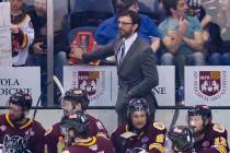 Chicago Wolves head coach Rocky Thompson looks on during Game 4 of the AHL Calder Cup Finals be ...