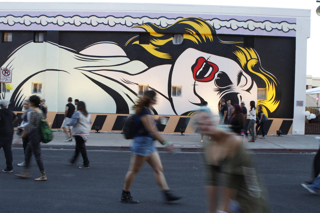 An art mural is seen during day two of the Life Is Beautiful music and art festival in downtown ...