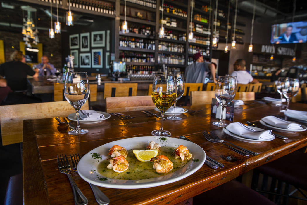 The crab stuffed shrimp at Grape Street Café, Wine Bar & Cellar in Downtown Summerlin on Tuesd ...