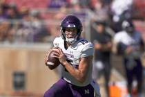 Northwestern quarterback Hunter Johnson (15) in action against Stanford during the second half ...