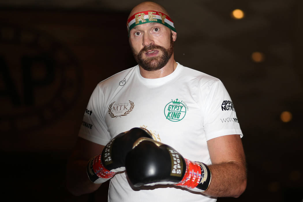 Heavyweight fighter Tyson Fury during an open workout at the MGM Grand hotel-casino in Las Vega ...