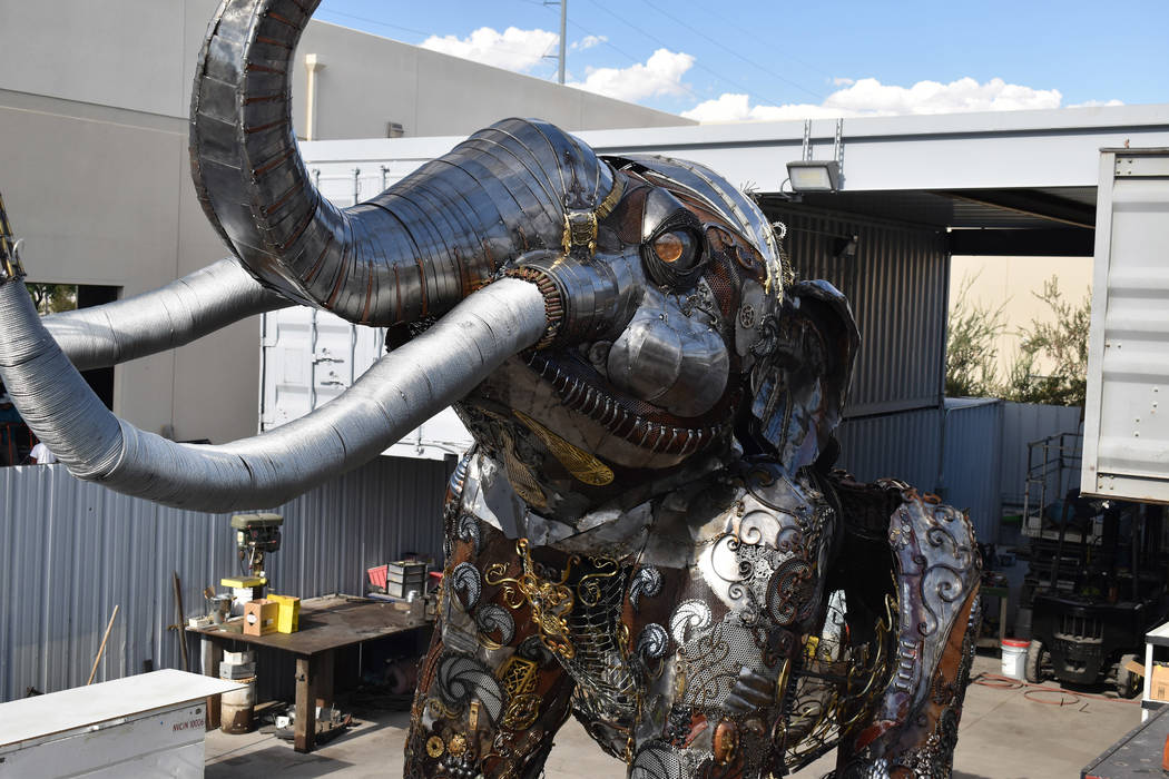 Tahoe Mack's "Monumental Mammoth" will eventually be permanently installed at Tule Springs.