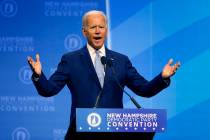 Democratic presidential candidate former Vice President Joe Biden speaks during the New Hampshi ...