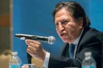 FILE - In this May 24, 2017 file photo, Peru's former President Alejandro Toledo speaks at the ...