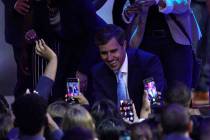Democratic presidential candidate former Texas Rep. Beto O'Rourke greets supporters Thursday, S ...