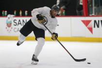 Vegas Golden Knights left wing Max Pacioretty (67) shoots the puck during a team practice at Ci ...