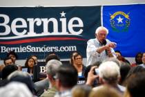 Democratic presidential candidate Sen. Bernie Sanders speaks during a campaign stop at the Cars ...