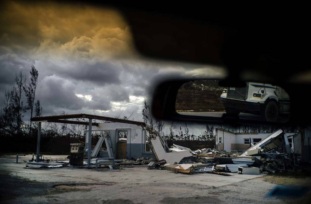 A shattered gas station is seen at the aftermath of Hurricane Dorian in Freetown, Grand Bahama, ...