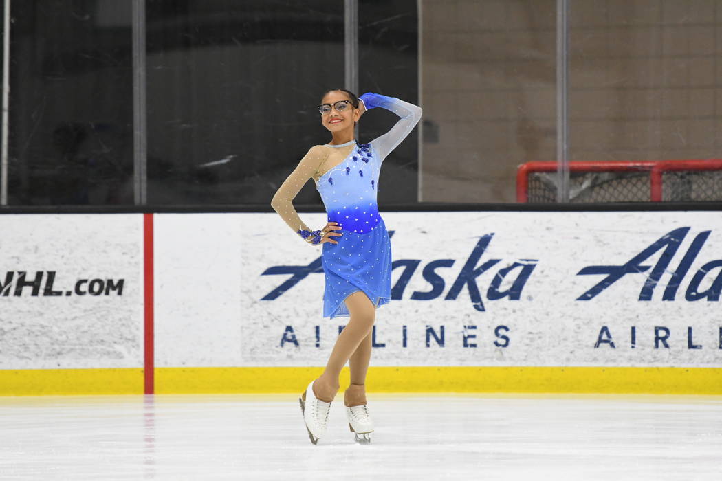 Monet Garcia in a figure skating competition earlier this year. (Melanie Heaney Photography)