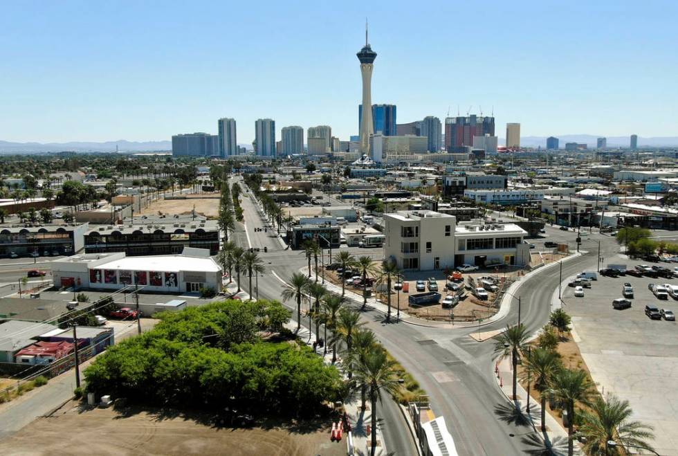 An aerial view of the Las Vegas Community Healing Garden as seen on Thursday, September 12, 201 ...