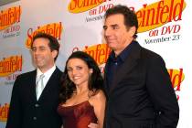 In this Nov. 17, 2004, file photo Jerry Seinfeld, left, Julia Louis Dreyfus and Michael Richard ...