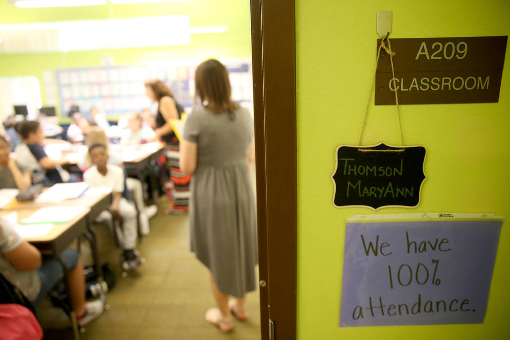 MaryAnn Thomson's fifth-grade class at Triggs Elementary during a tour of the Las Vegas school ...