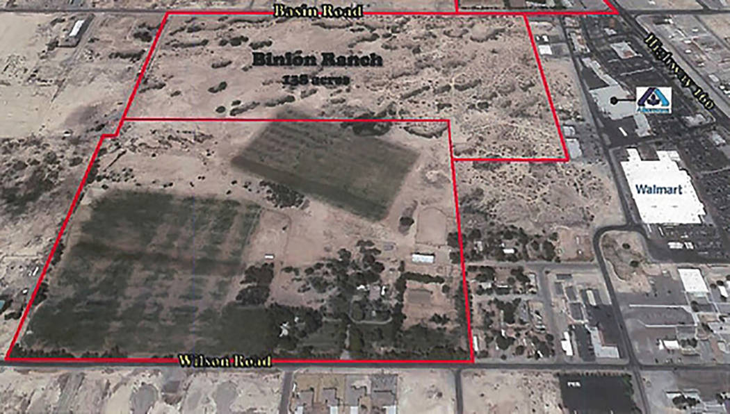An outline of the 138-acre Binion Ranch as shown in a 2016 image.