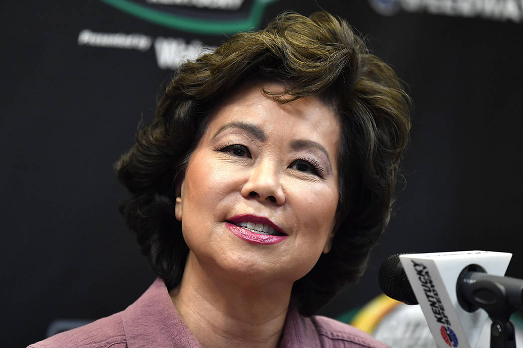 FILE - In this July 13, 2019, file photo, Transportation Secretary Elaine Chao addresses the me ...