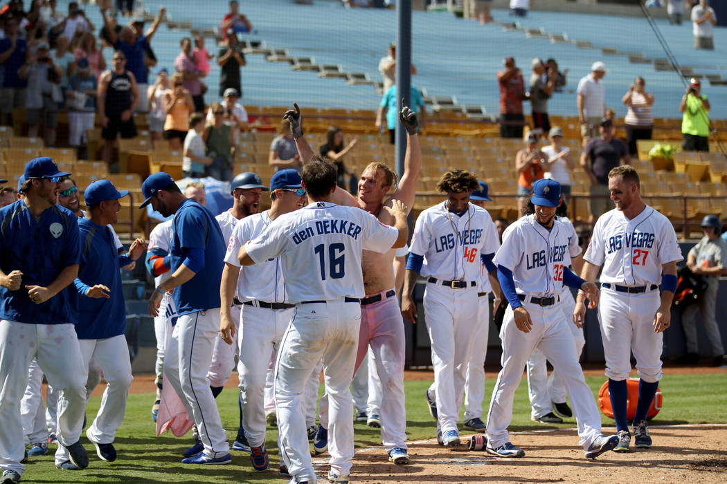 Peter Alonso salutes the crowd after his walk-off two-run home run during the final 51s game ev ...