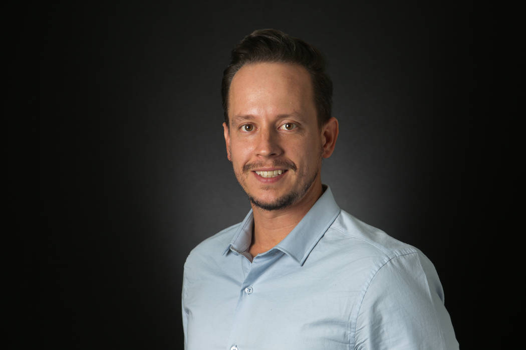 Mick Akers, Review-Journal Staff Writer, is photographed at the Las Vegas Review-Journal studio ...