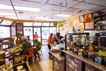 People enjoy drinks and food at Java Tree at Flamingo Road and Decatur Boulevard in Las Vegas o ...