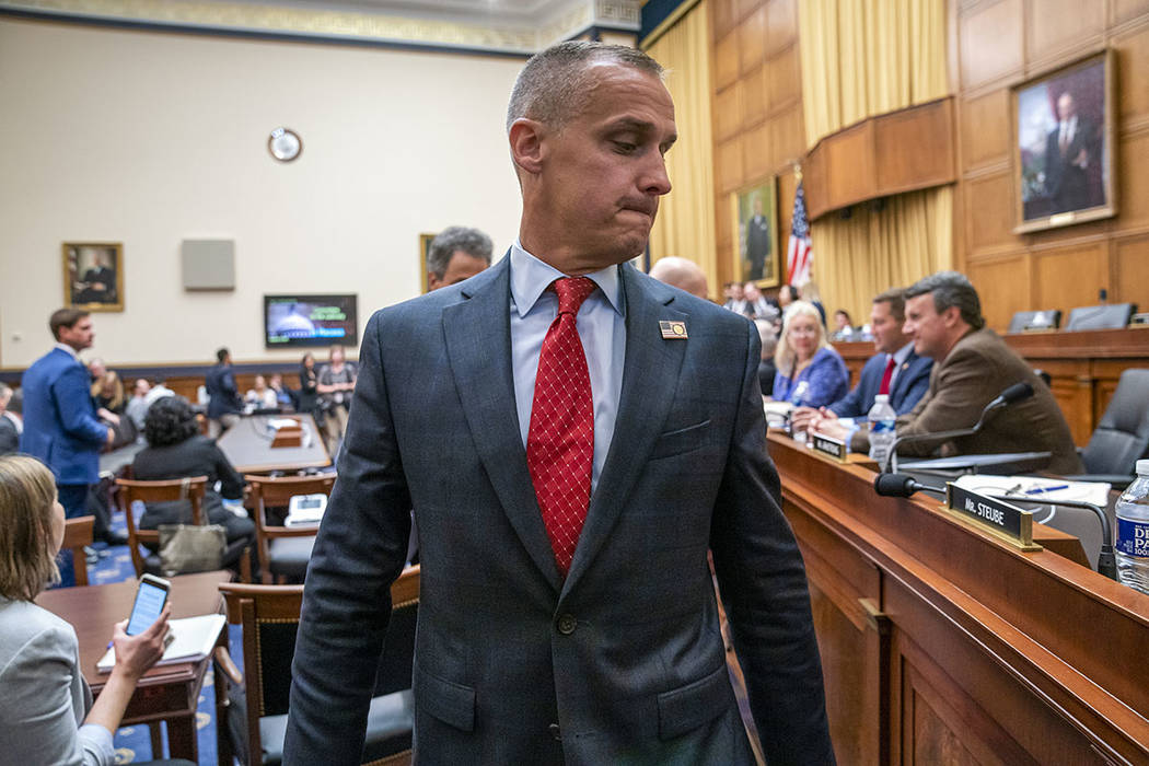 Corey Lewandowski, former campaign manager for President Donald Trump, leaves the House Judicia ...
