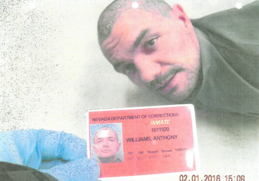 Anthony Williams is handcuffed on the floor of High Desert State Prison after a fellow prisoner ...