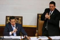 Venezuelan opposition leader and self-proclaimed interim president of Venezuela Juan Guaido, le ...