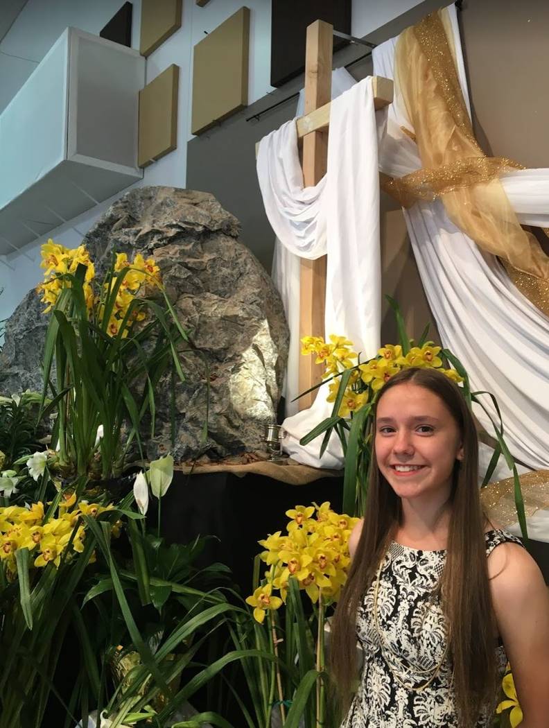 Paula Davis in the worship space on Easter at St. John Neumann in Las Vegas. (Sean Davis)