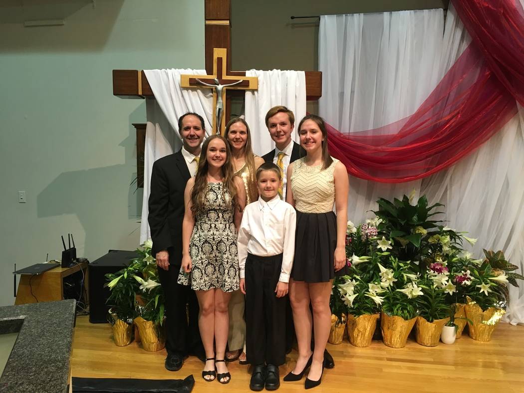 Paula Davis, right, and family at St. John Neumann Roman Catholic Church in Las Vegas. (Sean Davis)