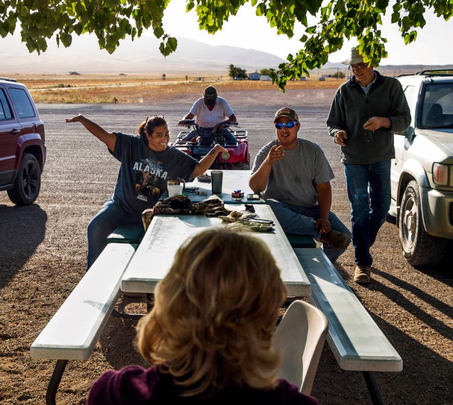 Connie West, left, and her son Cody Theising, right, of the Little A'Le'Inn enjoy a lighter mo ...