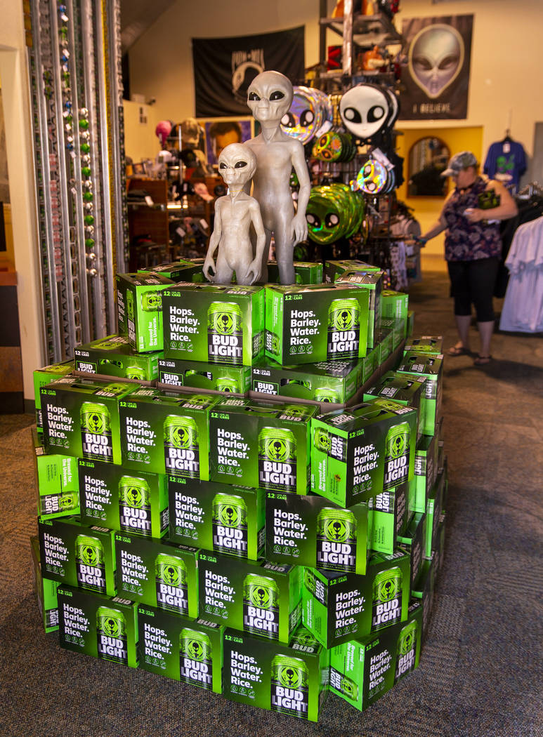 Cases of limited-edition Bud Light alien cans are available to be purchased along with a variet ...