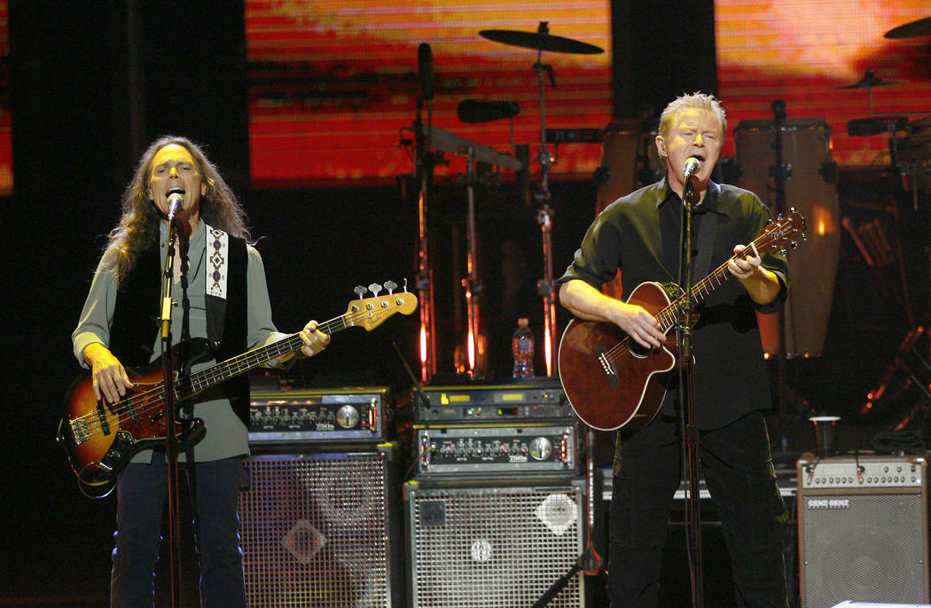 Timothy B. Schmit, left and Don Henley of the Eagles perform at the new Nokia Theatre in Los An ...