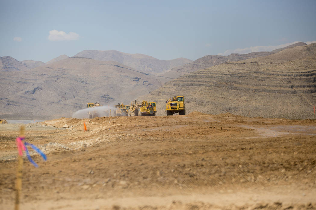 Grading at the Faraday Future construction site at Apex Thursday, Aug. 25, 2016, in North Las V ...