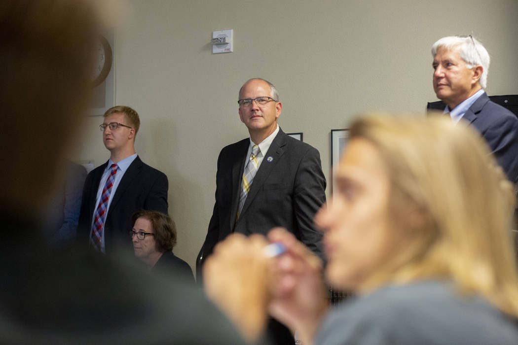 Doug Burrichtet, left, Assistant U.S. Secretary of Education Scott Stump and U.S. Department of ...