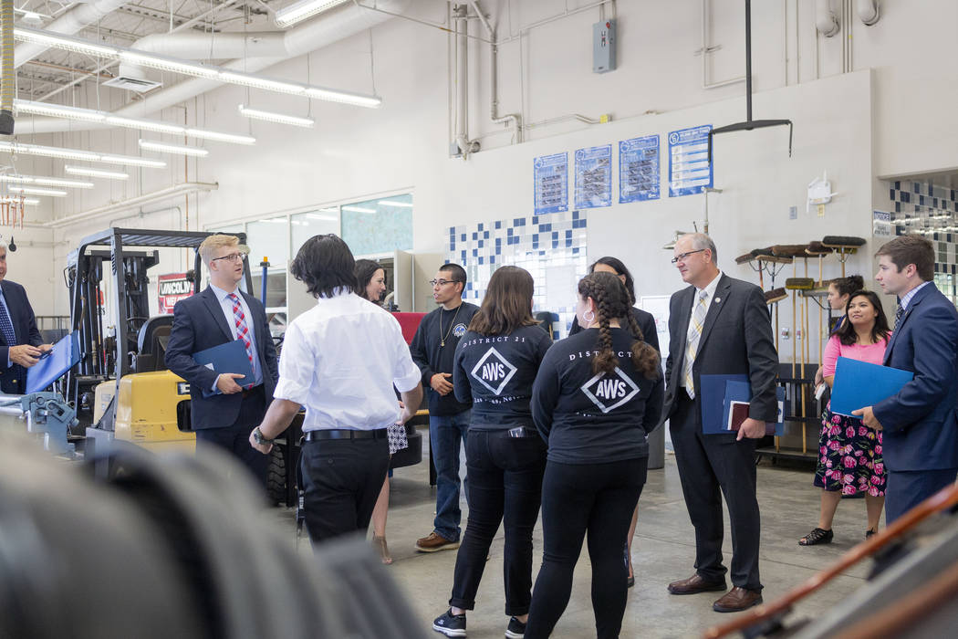 Assistant U.S. Secretary of Education Scott Stump and his staff visit a welding and mechanics c ...