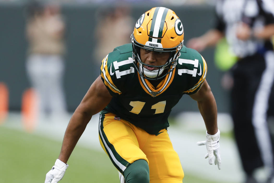 Green Bay Packers' Trevor Davis is seen during the first half of an NFL football game against t ...