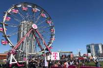 The T-Mobile big wheel is shown at the iHeartRadio Music Festival's Daytime Stage at Las Vegas ...