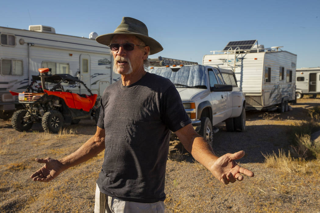 Ken Faulhaber of Las Vegas is camped out with friends as the Alienstock and Area 51 Basecamp fe ...