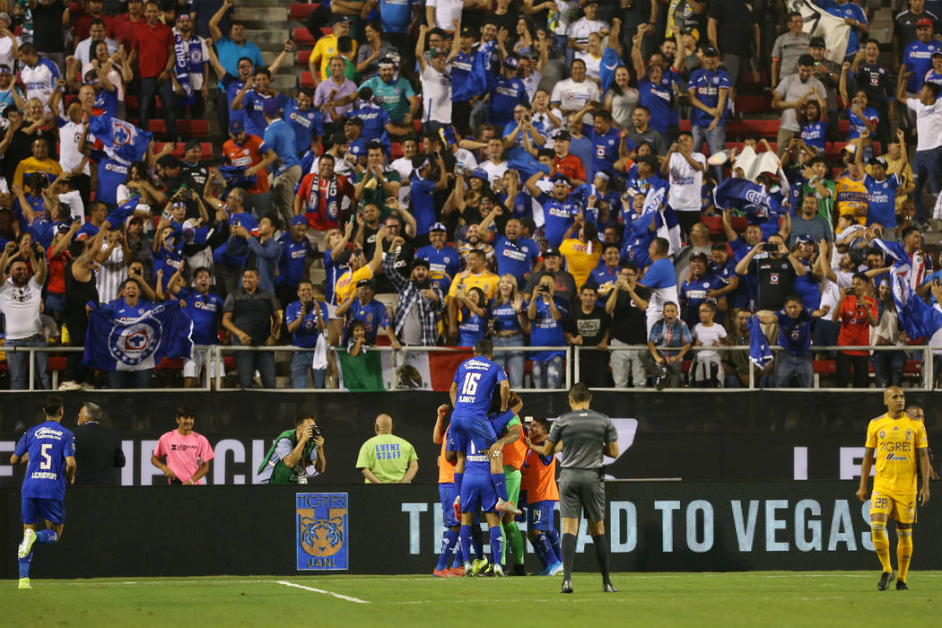 Cruz Azul celebrates a score against Tigres during the second half in the Leagues Cup Final soc ...