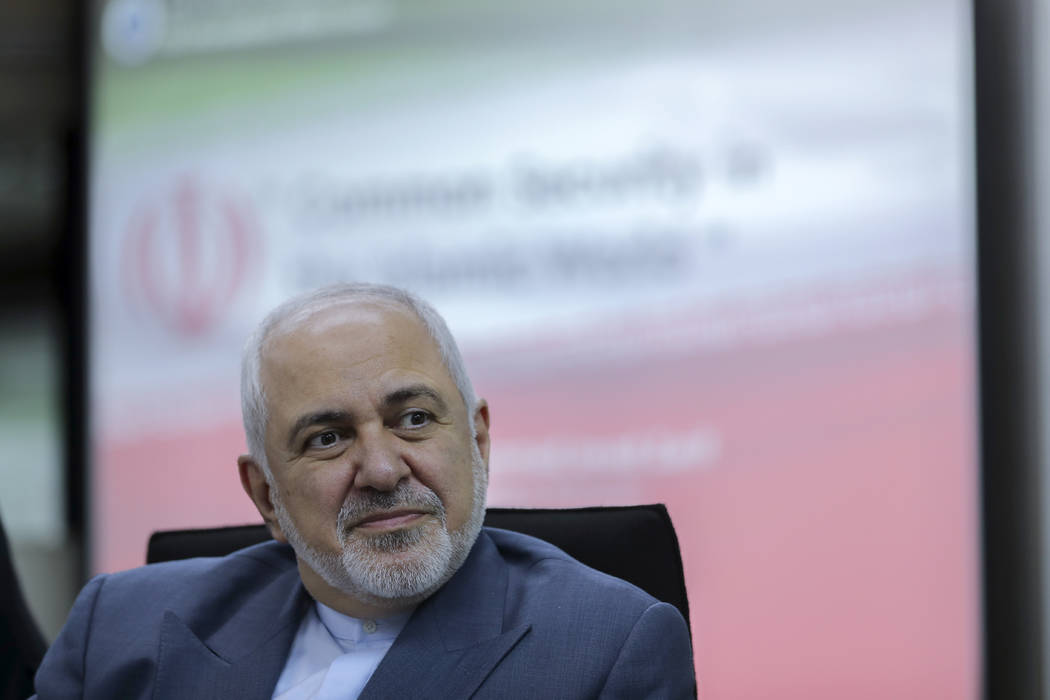 In an Aug. 29, 2019, file photo, Iranian Foreign Minister Mohammad Javad Zarif attends a forum ...