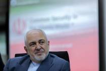 In an Aug. 29, 2019, file photo, Iranian Foreign Minister Mohammad Javad Zarif attends a forum ...