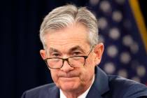 In a July 31, 2019, file photo, Federal Reserve Chairman Jerome Powell speaks during a news con ...