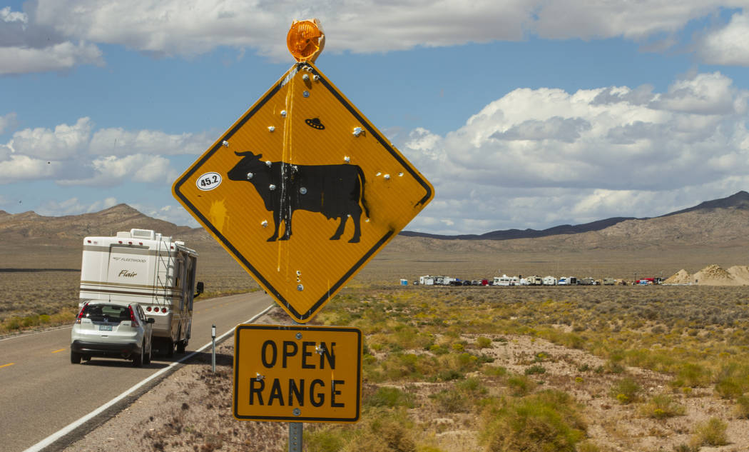Drivers are encouraged to watch out for cattle on state Route 375 between the Area 51 Basecamp ...