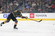 Vegas Golden Knights left wing Max Pacioretty (67) shoots for a score against the Arizona Coyot ...